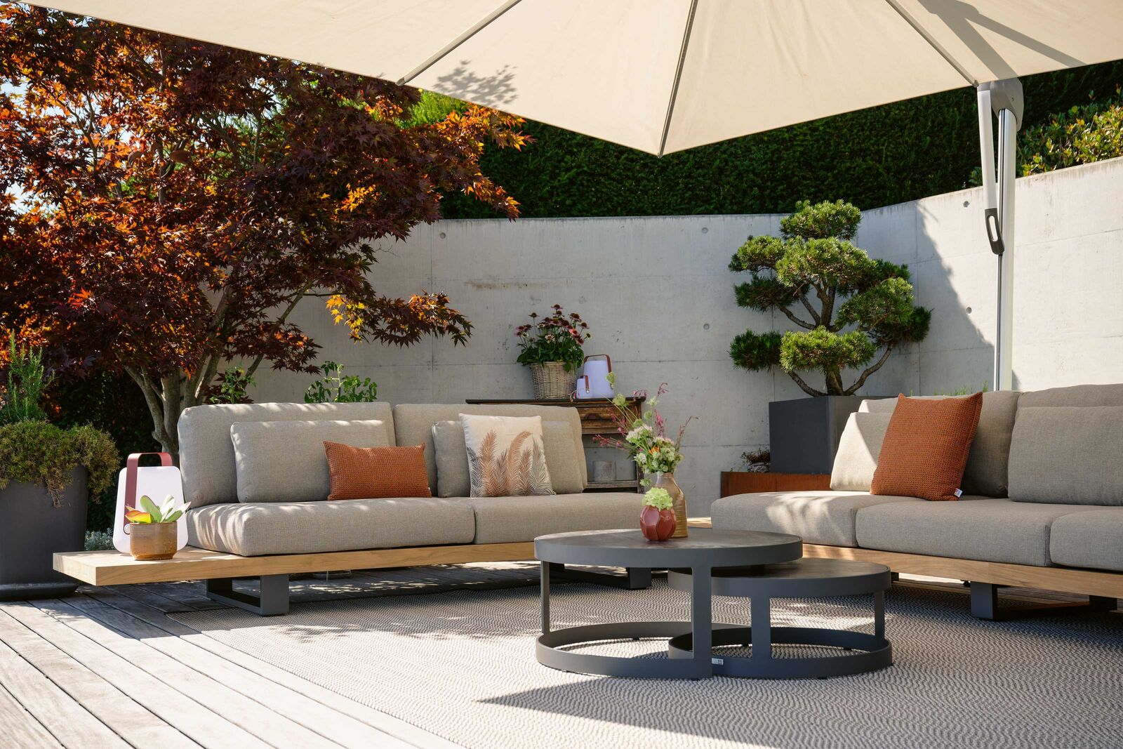 Die Gartenlounge «Amalfi», modular aufgebaut und wetterfest, gehört zu den Neuheiten des Sommers 2023.