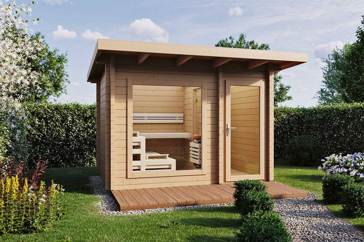 Eine Aussensauna ist ein Highlight in jedem Garten. Hat man genug Platz, bietet sich ein freistehendes Saunahaus an. Dieses Modell ist aus der «Terra»-Serie und kann in puncto Grösse, Aussendesign und Innenverkleidung an jeweilige Präferenzen angepasst werden. Bei der individuellen Beratung lassen sich auch spezifischere Anpassungen anbringen, die in der Schweizer Produktion umgesetzt ­werden. Badewell AG.
